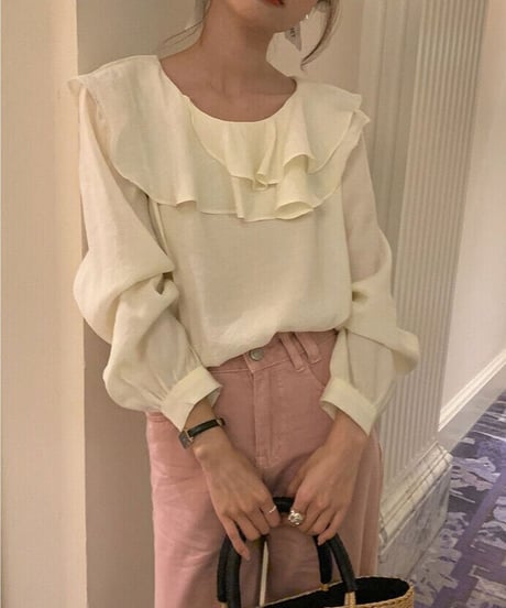 frill collar blouse/2color