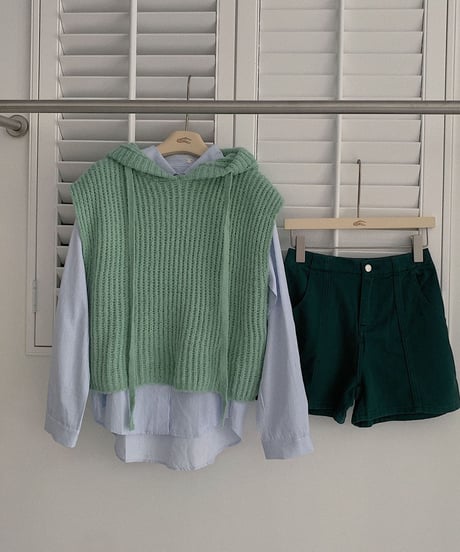 [OUTLET]hoodie knit vest/3color