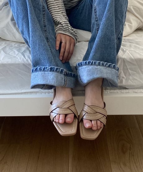 cross stitch flat sandal/3color