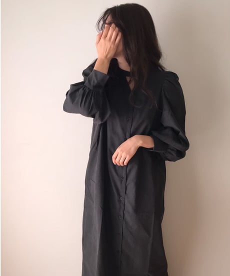 2way puff sleeve long dress/3color