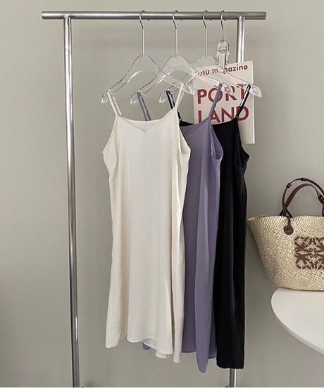 front button long dress(inner set)/3color