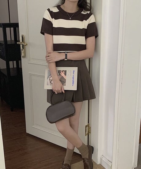 border knit tee/3color