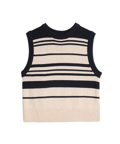 random border knit vest/2color