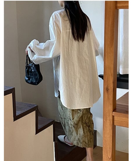 cotton linen long blouse/3color