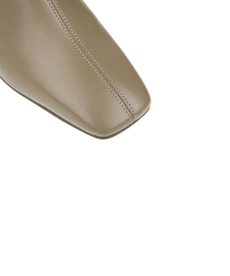 【real leather】square too short boots/smooth leather