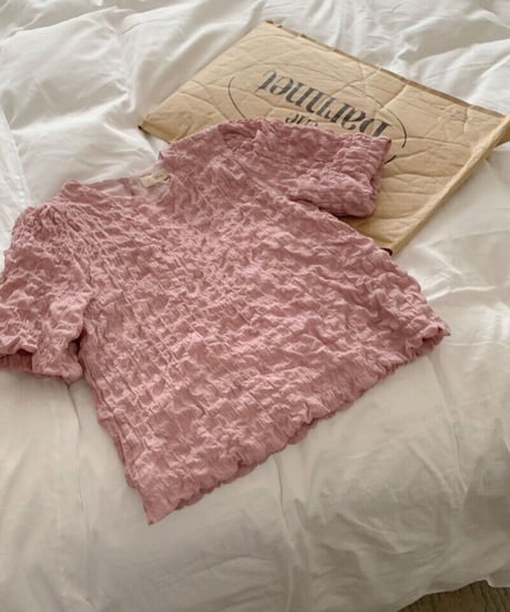 bubble U neck tee/4color