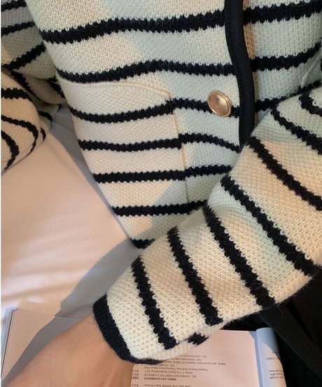 border piping knit jacket/2color