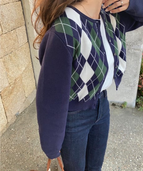 argyle short cardigan