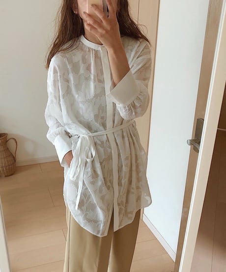 2way sheer jacquard shirt/2color