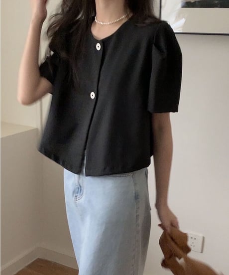 double button blouse(half sleeve)/3color(ネコポス)