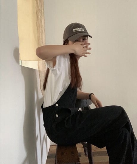 black denim salopette