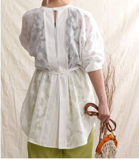 2way sheer jacquard shirt/2color