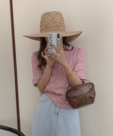bubble U neck tee/4color