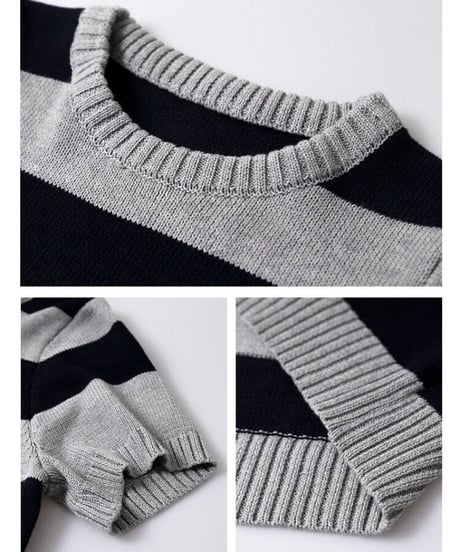 border knit tee/3color
