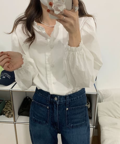[OUTLET]frill volume sleeve blouse/2color