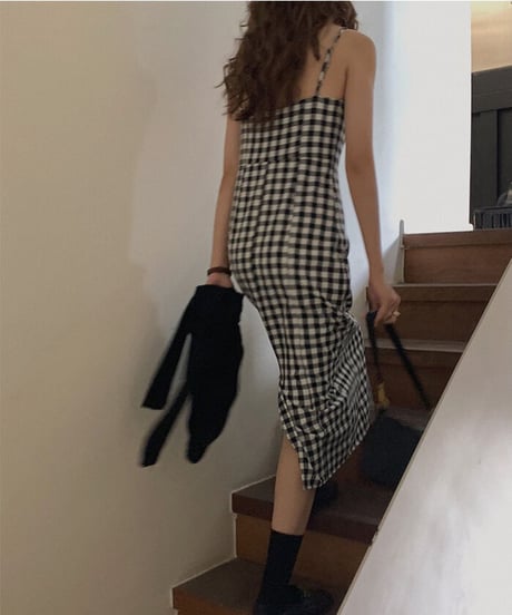 check camisole dress/2color