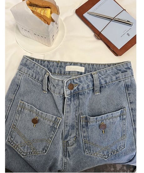 front pocket semi flare denim/2color