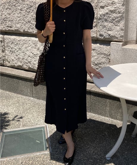 front button classic dress(half sleeve)/2color