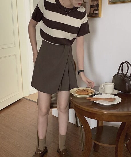 border knit tee/3color