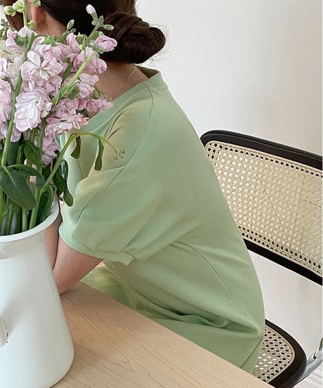 puff sleeve simple dress/3color