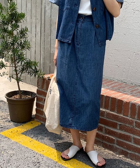 medium denim  skirt/2color
