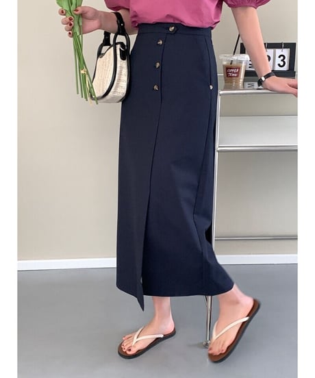 button pencil skirt/3color