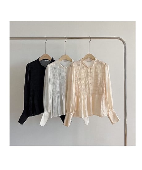 gather long cuffs blouse/3color