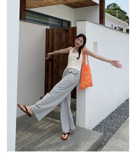 cotton linen stripe pant/2color