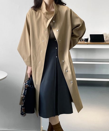 stand collar trench coat/2color