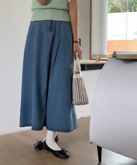 denim flare skirt