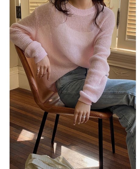 u neck sheer knit/5color