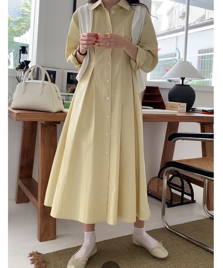 waist tuck shirt dress/3color