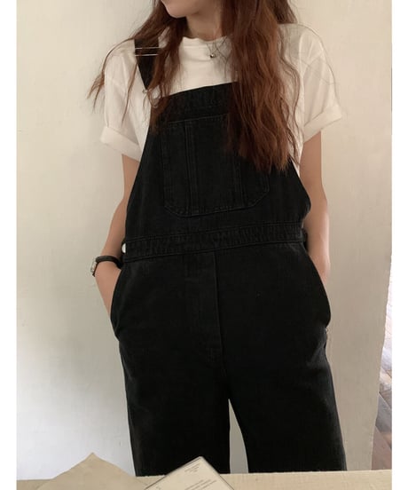 black denim salopette