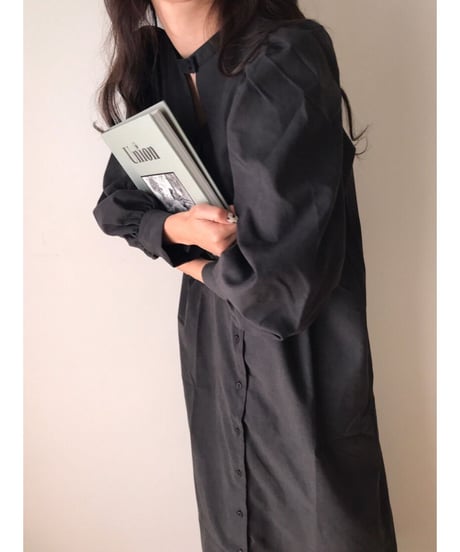 2way puff sleeve long dress/3color