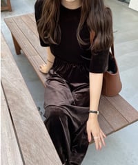 velour half sleeve dress/2color