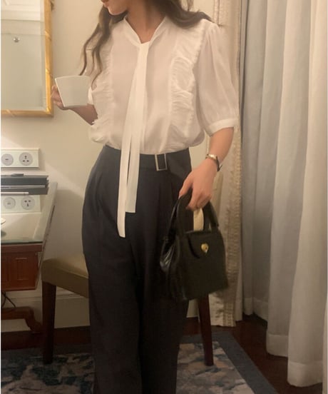 frill ribbon blouse(ネコポス)