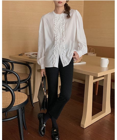 stand collar frill shirt