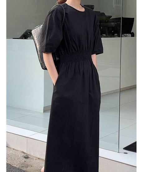 waist mark linen dress/3color