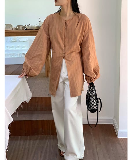 cotton linen long blouse/3color
