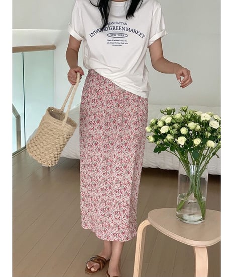 flower A line skirt/2color