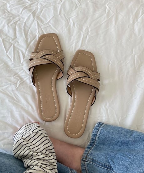 cross stitch flat sandal/3color