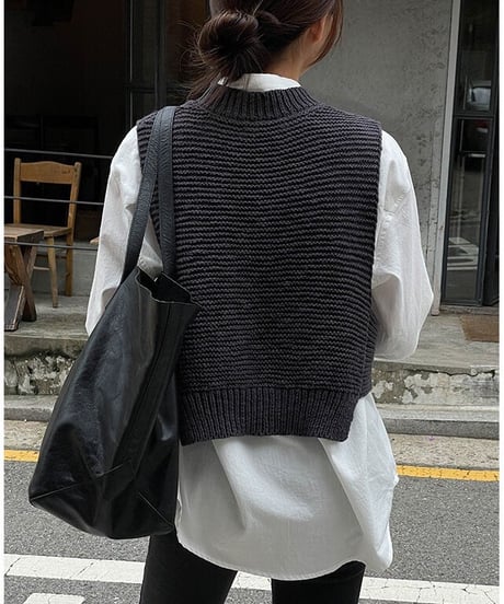 cable side open vest/3color