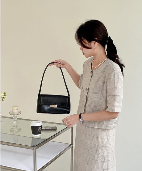 （linen 100%）linen check SET UP(上)/2color