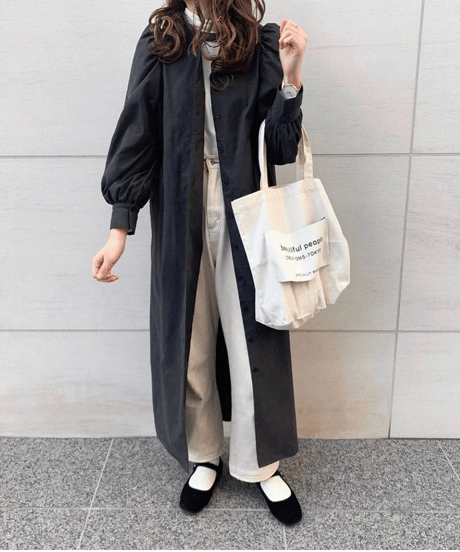 2way puff sleeve long dress/3color