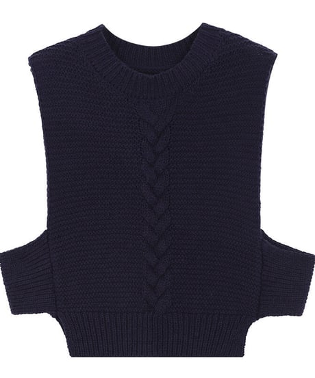 cable side open vest/3color