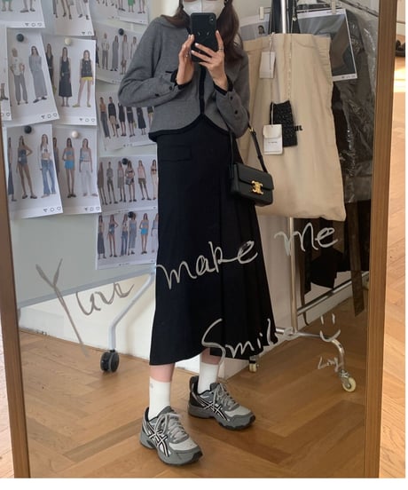 asymmetry design skirt/2color