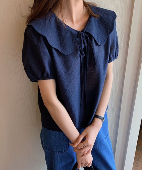 design collar ribbon blouse/3color