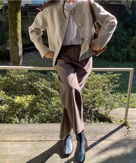 no collar short jacket 【Wool 100%】