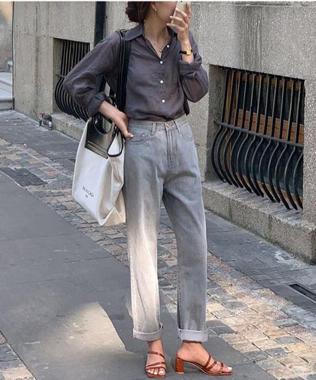 [OUTLET]gray straight denim