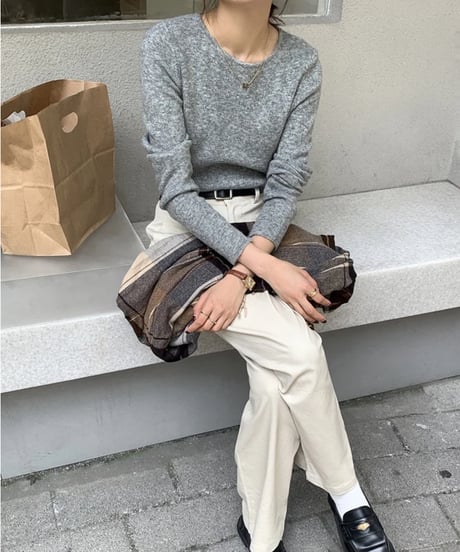 basic rib knit long-T/3color